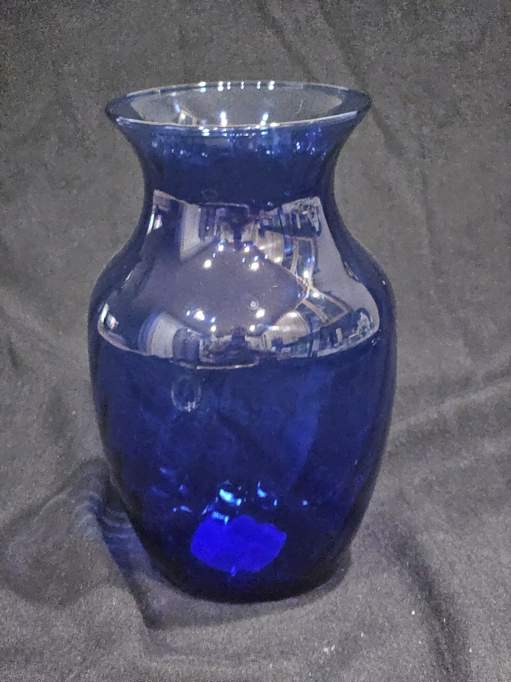 Vtg Indiana Glass Cobalt Blue Illusions Swirl Vase 8" Flared Rim Mid Century MCM